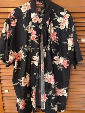 Cooke Street Black Floral Short-Sleeve Button-Down Shirt